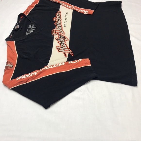 Harley Davidson Long Sleeve Shirt 2W Plus Women’s Jersey Stripe Black Orange - Picture 7 of 16